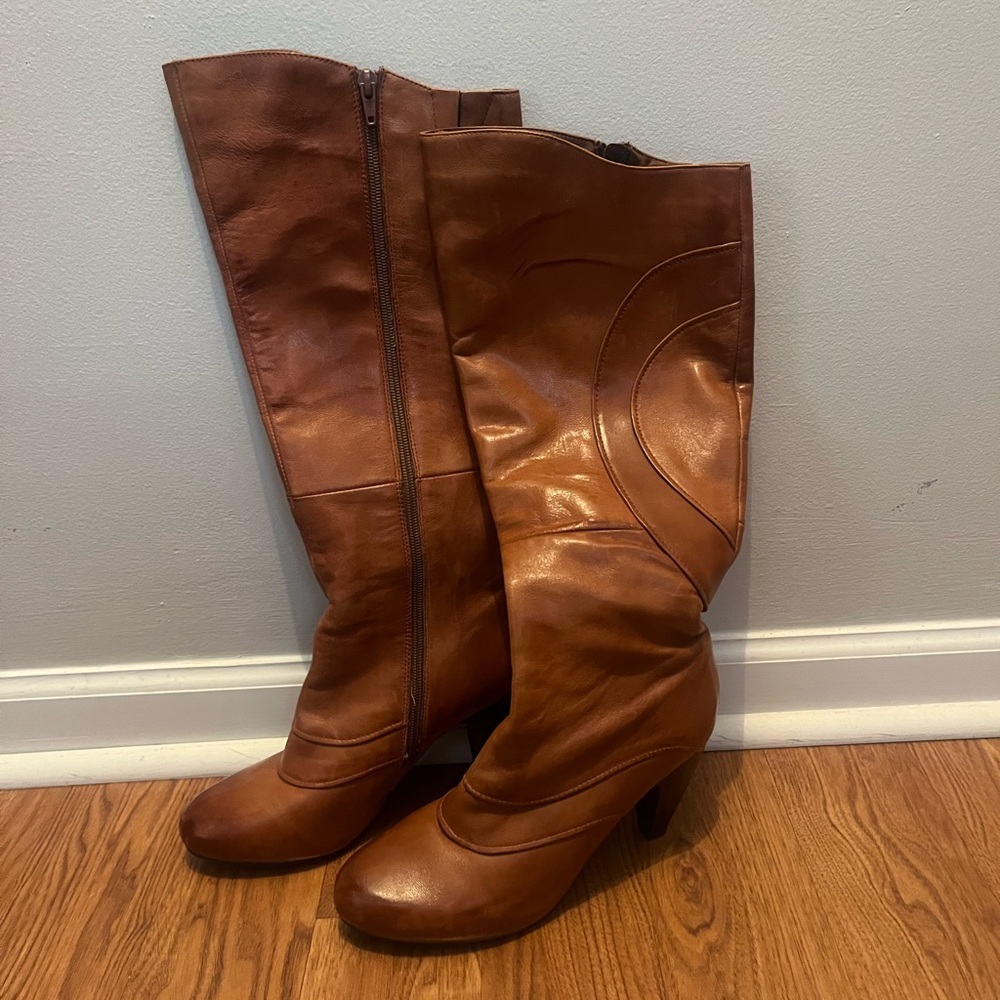 Crown Vintage Knee Length Zip Up Boot High Heel Vintage Style size 8.5 Leather - Picture 4 of 6